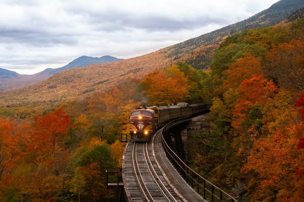 Train in New Hampshire mountains